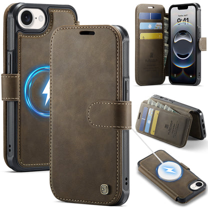 AUTSPACE for iPhone 17e / iPhone 16e A15 Case RFID Blocking Wallet Leather Magnetic Phone Cover