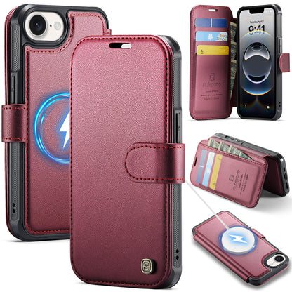 AUTSPACE for iPhone 17e / iPhone 16e A15 Case RFID Blocking Wallet Leather Magnetic Phone Cover