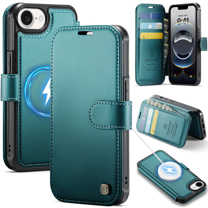 AUTSPACE for iPhone 17e / iPhone 16e A15 Case RFID Blocking Wallet Leather Magnetic Phone Cover