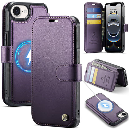 AUTSPACE for iPhone 17e / iPhone 16e A15 Case RFID Blocking Wallet Leather Magnetic Phone Cover
