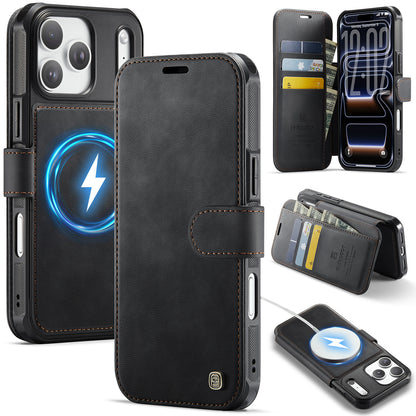 AUTSPACE for iPhone 17 Pro A15 Case RFID Blocking Wallet Leather Magnetic Phone Cover