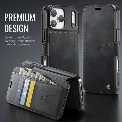AUTSPACE for iPhone 17 Pro A15 Case RFID Blocking Wallet Leather Magnetic Phone Cover