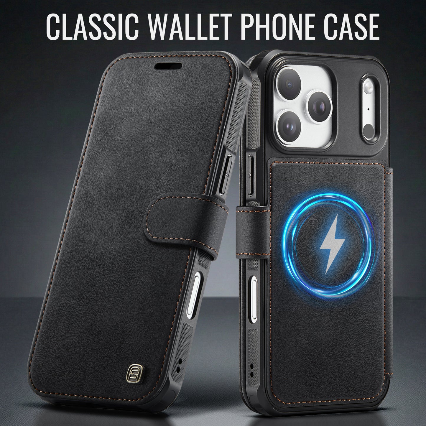 AUTSPACE for iPhone 17 Pro A15 Case RFID Blocking Wallet Leather Magnetic Phone Cover