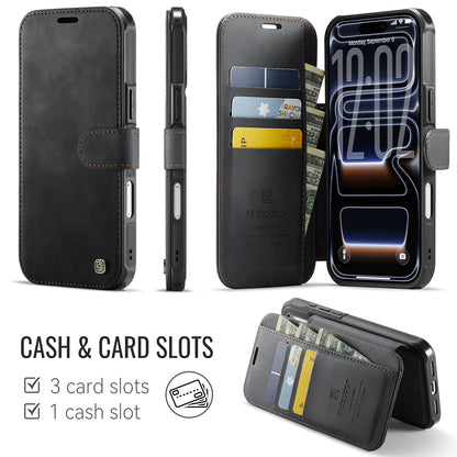 AUTSPACE for iPhone 17 Pro A15 Case RFID Blocking Wallet Leather Magnetic Phone Cover