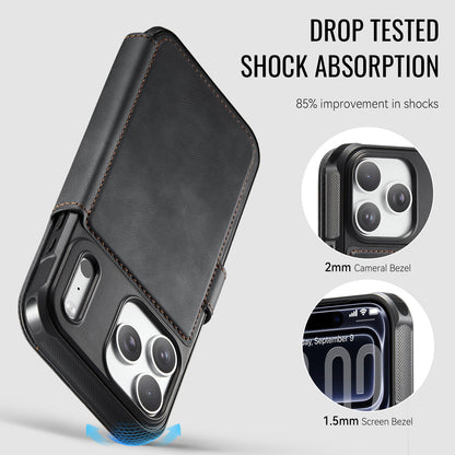 AUTSPACE for iPhone 17 Pro A15 Case RFID Blocking Wallet Leather Magnetic Phone Cover