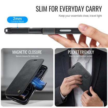 AUTSPACE for iPhone 17 Pro A15 Case RFID Blocking Wallet Leather Magnetic Phone Cover