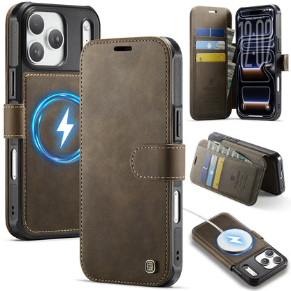 AUTSPACE for iPhone 17 Pro A15 Case RFID Blocking Wallet Leather Magnetic Phone Cover