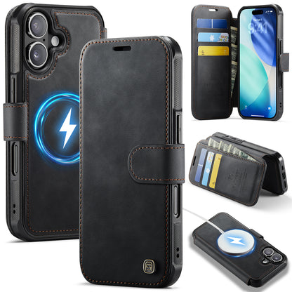 AUTSPACE for iPhone 17 A15 Case RFID Blocking Wallet Leather Magnetic Phone Cover