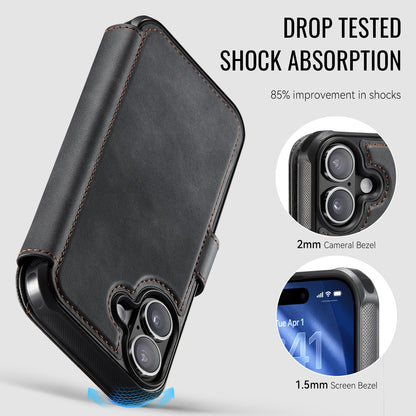 AUTSPACE for iPhone 17 A15 Case RFID Blocking Wallet Leather Magnetic Phone Cover