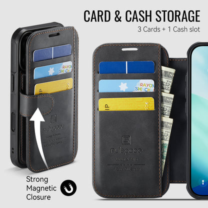 AUTSPACE for iPhone 17 A15 Case RFID Blocking Wallet Leather Magnetic Phone Cover