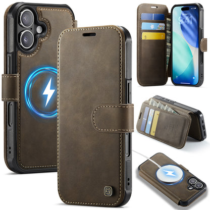 AUTSPACE for iPhone 17 A15 Case RFID Blocking Wallet Leather Magnetic Phone Cover