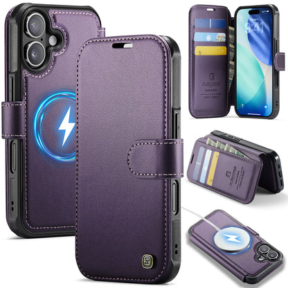AUTSPACE for iPhone 17 A15 Case RFID Blocking Wallet Leather Magnetic Phone Cover