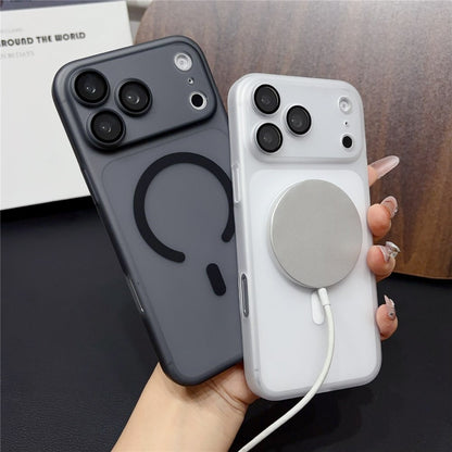 For iPhone 17 Pro Magnetic Case with Camera Lens Protector Matte PC Shockproof Phone Cover + Tempered Glass Screen Protector