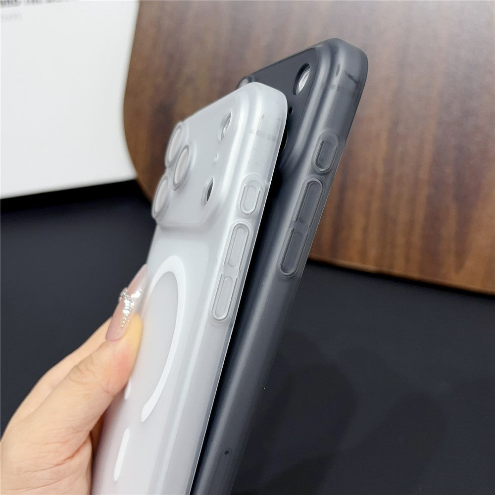 For iPhone 17 Pro Max Magnetic Case with Camera Lens Protector Matte PC Shockproof Phone Cover + Tempered Glass Screen Protector