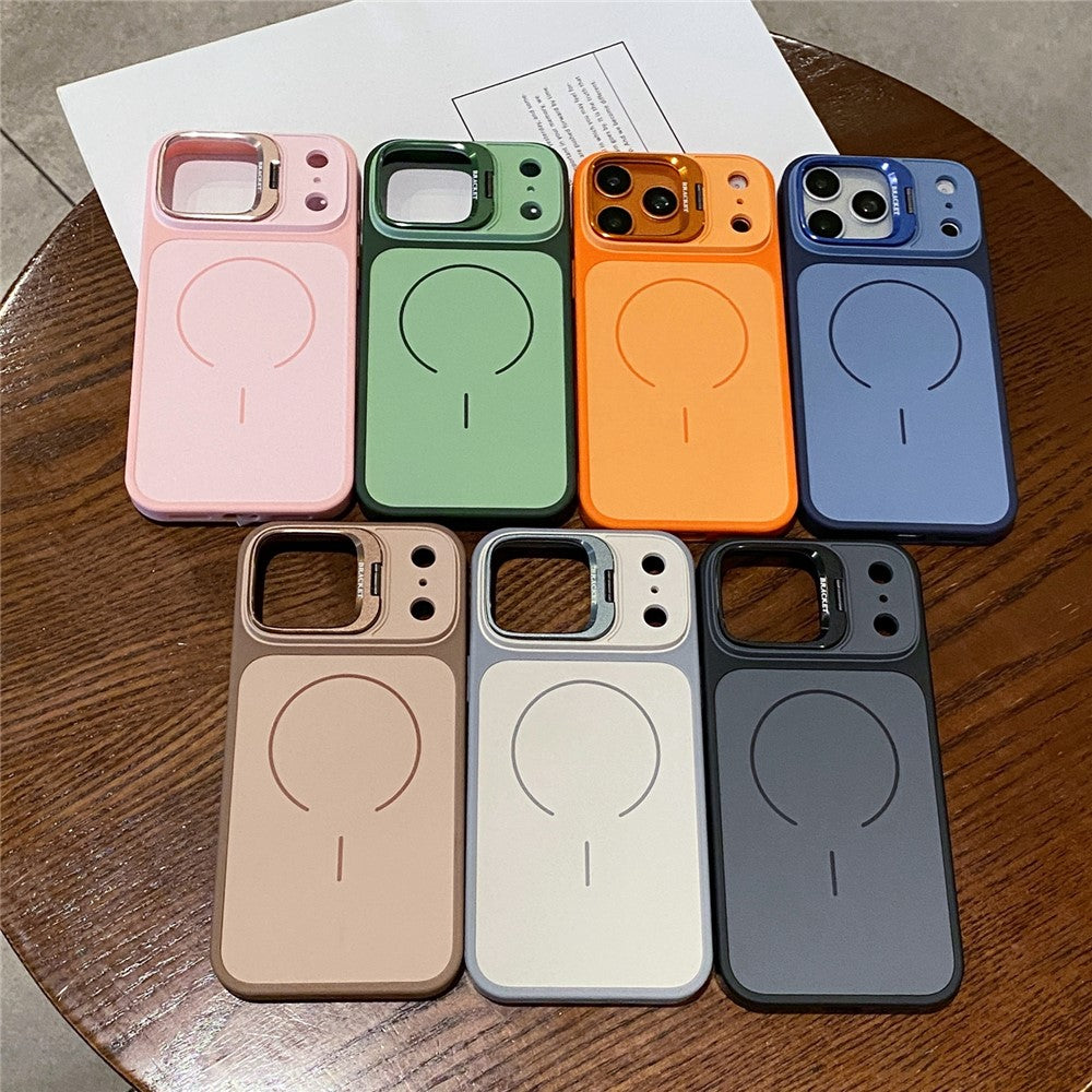 For iPhone 17 Pro Max Magnetic Case Hidden Camera Kickstand PC + TPU Phone Cover with Tempered Glass Screen Protector