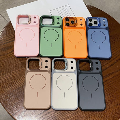 For iPhone 17 Pro Max Magnetic Case Hidden Camera Kickstand PC + TPU Phone Cover with Tempered Glass Screen Protector