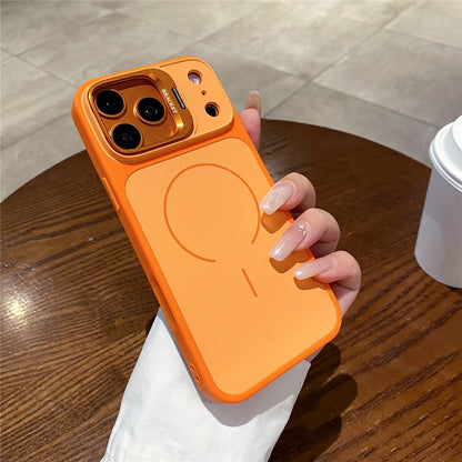 For iPhone 17 Pro Max Magnetic Case Hidden Camera Kickstand PC + TPU Phone Cover with Tempered Glass Screen Protector