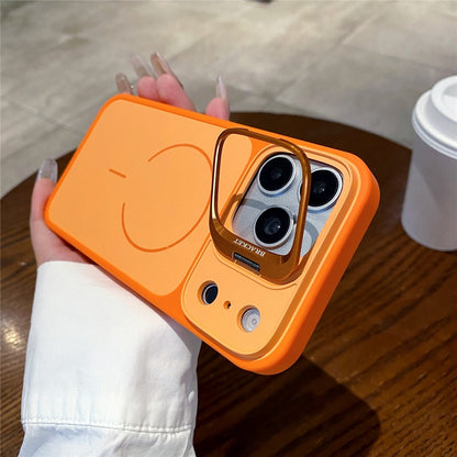 For iPhone 17 Pro Max Magnetic Case Hidden Camera Kickstand PC + TPU Phone Cover with Tempered Glass Screen Protector