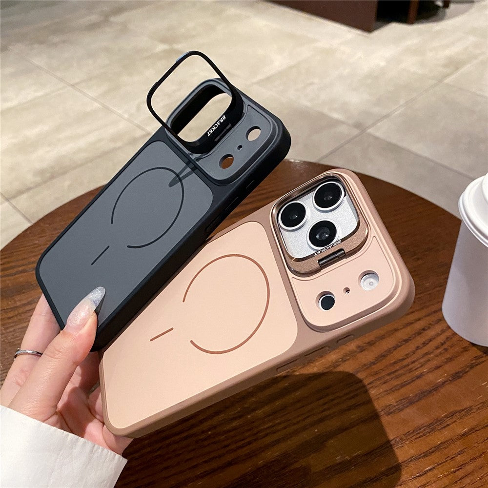For iPhone 17 Pro Max Magnetic Case Hidden Camera Kickstand PC + TPU Phone Cover with Tempered Glass Screen Protector