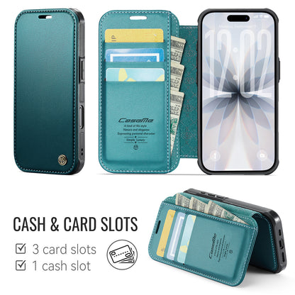 CASEME for iPhone 16 Case  053  Magnetic RFID Blocking Wallet Flip Leather Phone Cover