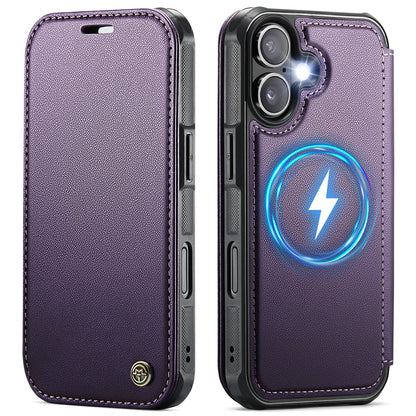 CASEME for iPhone 16 Case  053  Magnetic RFID Blocking Wallet Flip Leather Phone Cover