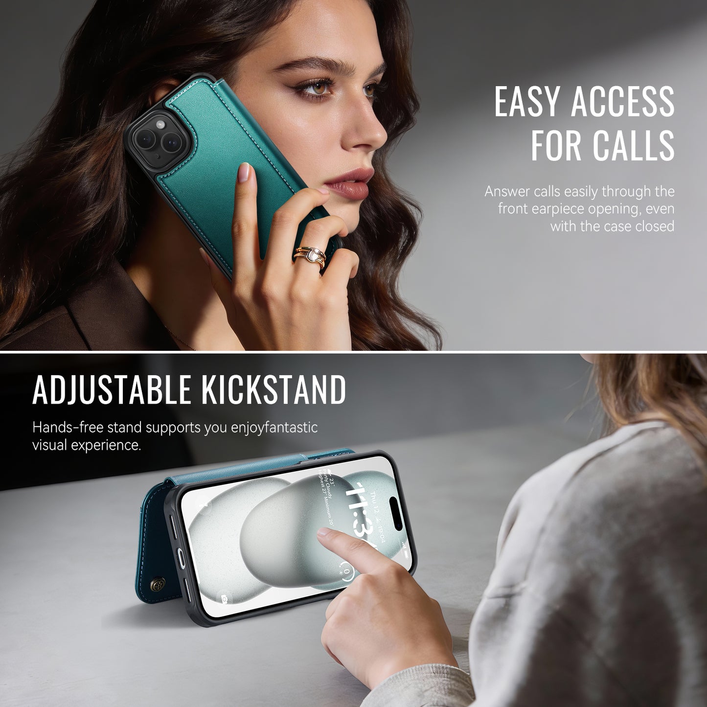 CASEME for iPhone 14 Case  053  Magnetic RFID Blocking Wallet Flip Leather Phone Cover