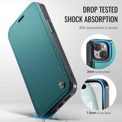 CASEME for iPhone 14 Case  053  Magnetic RFID Blocking Wallet Flip Leather Phone Cover