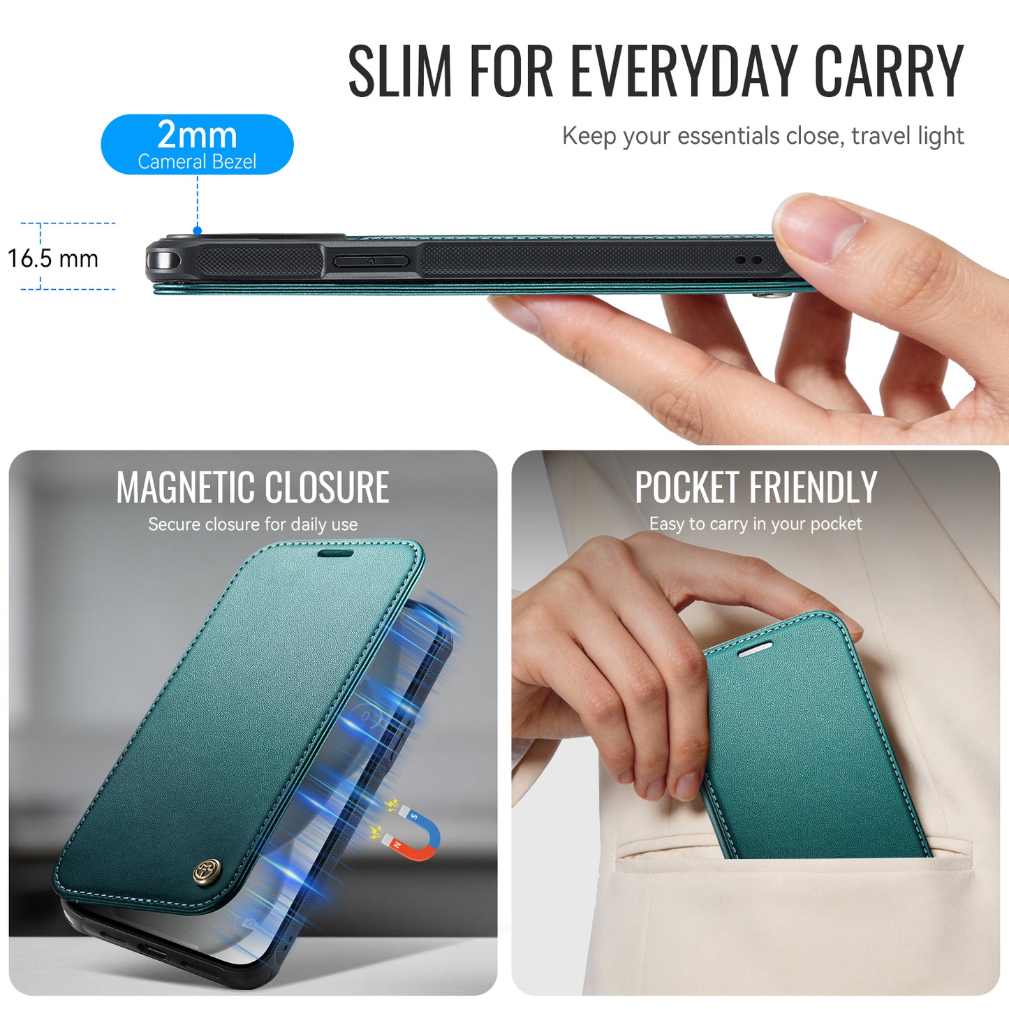 CASEME for iPhone 14 Case  053  Magnetic RFID Blocking Wallet Flip Leather Phone Cover