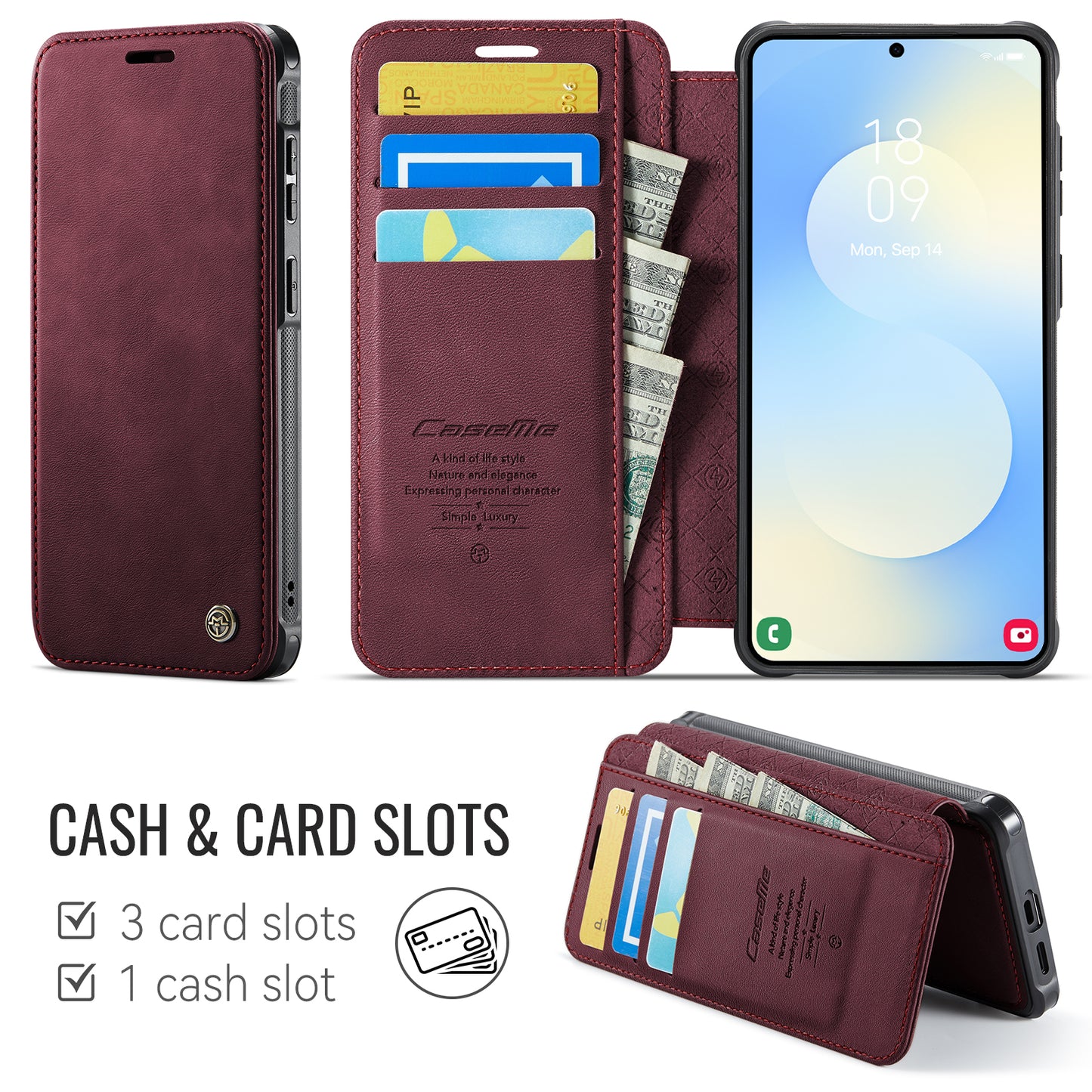 CASEME for Samsung Galaxy S26+ Case  053   Magnetic RFID Blocking Wallet Flip Leather Phone Cover