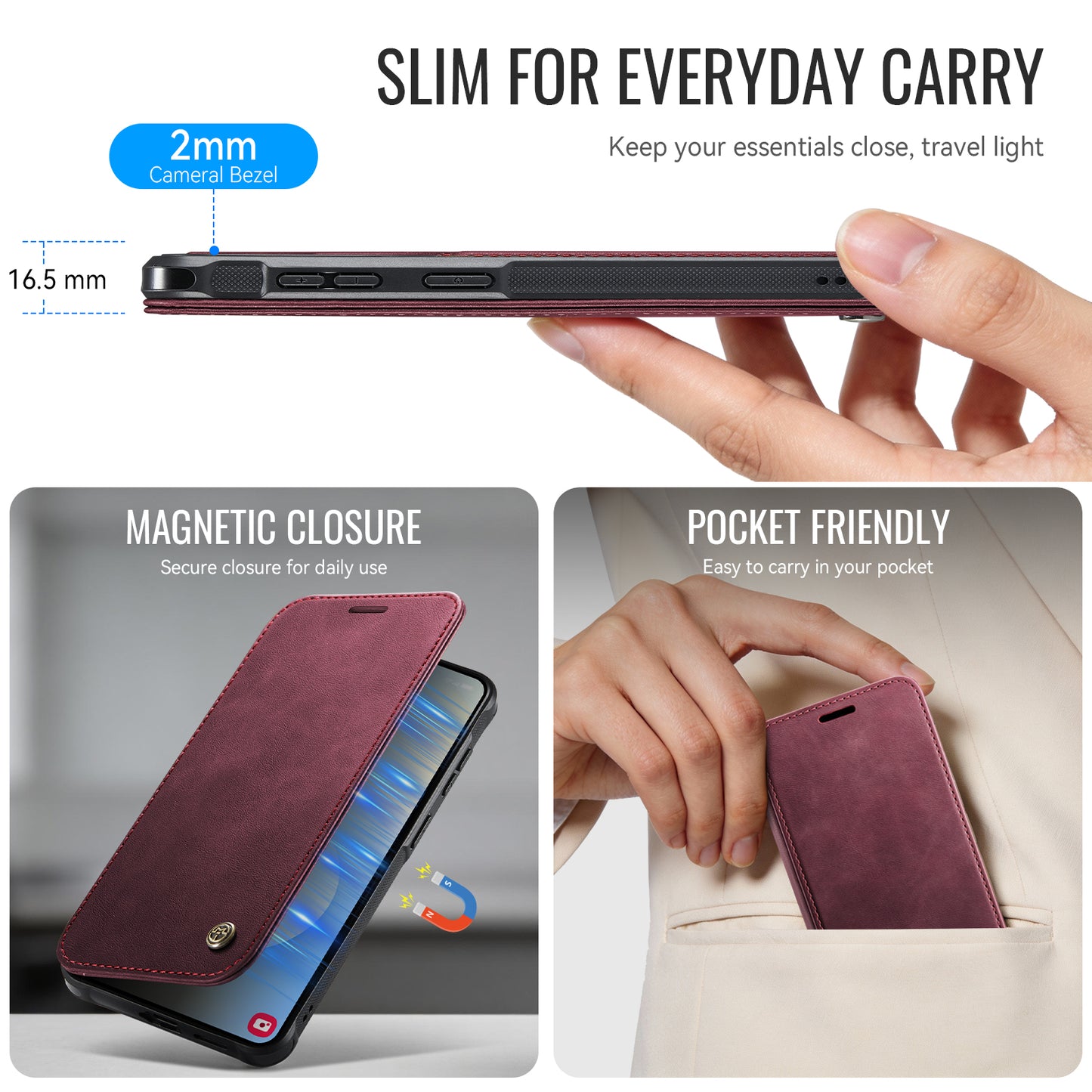 CASEME for Samsung Galaxy S26+ Case  053   Magnetic RFID Blocking Wallet Flip Leather Phone Cover