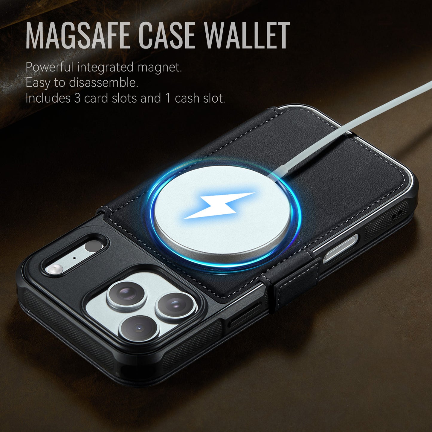CASEME for iPhone 17 Pro Case  053  Magnetic RFID Blocking Wallet Flip Leather Phone Cover