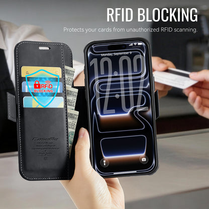 CASEME for iPhone 17 Pro Case  053  Magnetic RFID Blocking Wallet Flip Leather Phone Cover