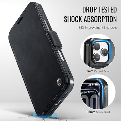 CASEME for iPhone 17 Pro Case  053  Magnetic RFID Blocking Wallet Flip Leather Phone Cover