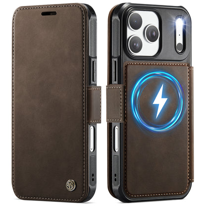 CASEME for iPhone 17 Pro Case  053  Magnetic RFID Blocking Wallet Flip Leather Phone Cover