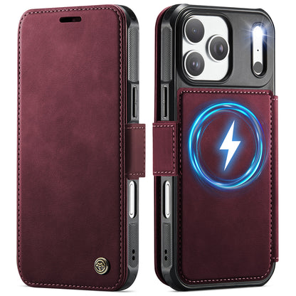 CASEME for iPhone 17 Pro Case  053  Magnetic RFID Blocking Wallet Flip Leather Phone Cover