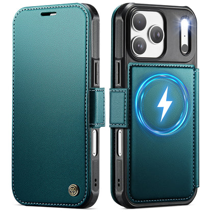 CASEME for iPhone 17 Pro Case  053  Magnetic RFID Blocking Wallet Flip Leather Phone Cover