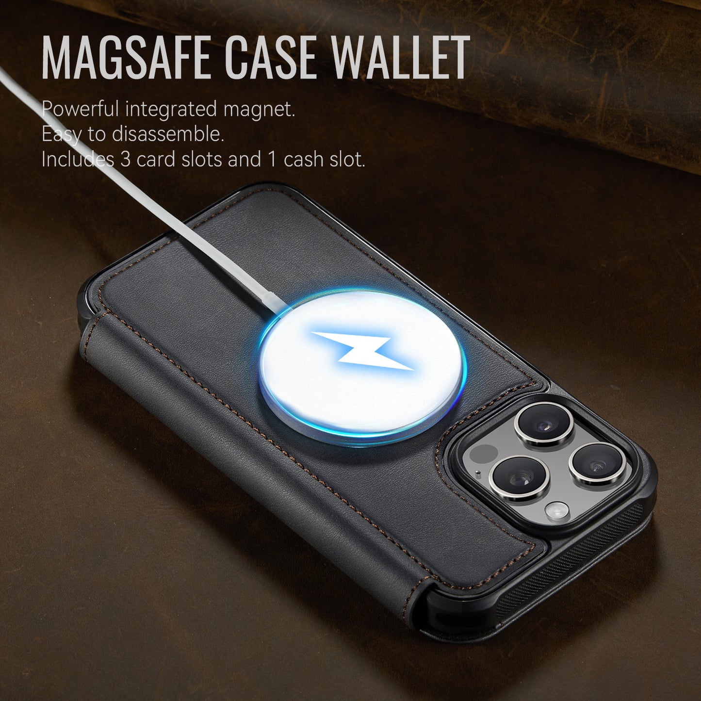 CASEME for iPhone 16 Pro Case  053  Magnetic RFID Blocking Wallet Flip Leather Phone Cover