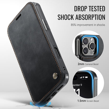CASEME for iPhone 16 Pro Case  053  Magnetic RFID Blocking Wallet Flip Leather Phone Cover