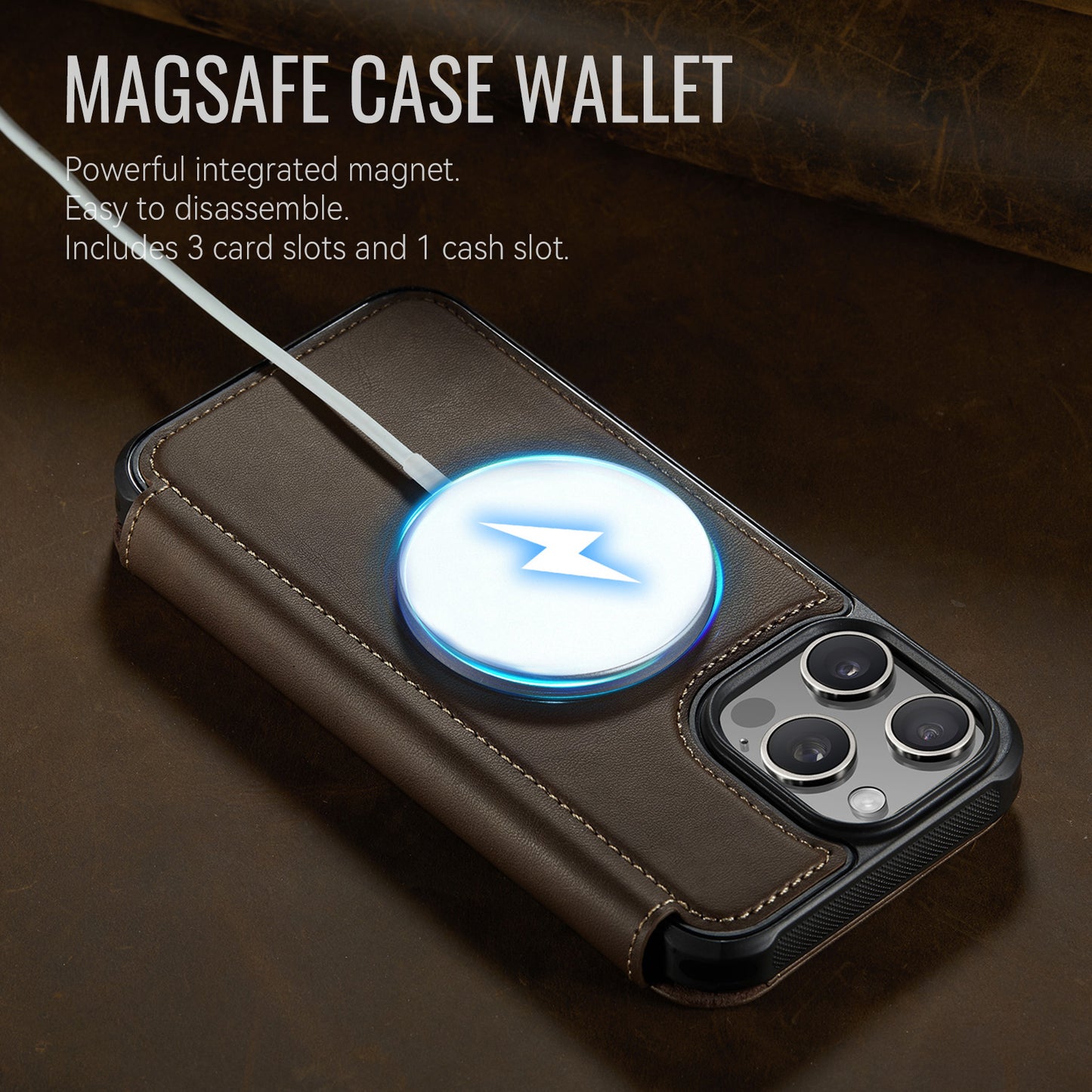 CASEME for iPhone 15 Pro Case  053  Magnetic RFID Blocking Wallet Flip Leather Phone Cover