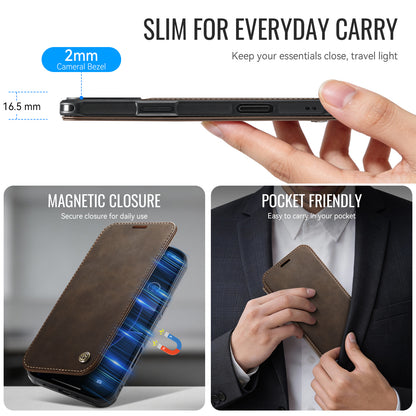 CASEME for iPhone 15 Pro Case  053  Magnetic RFID Blocking Wallet Flip Leather Phone Cover