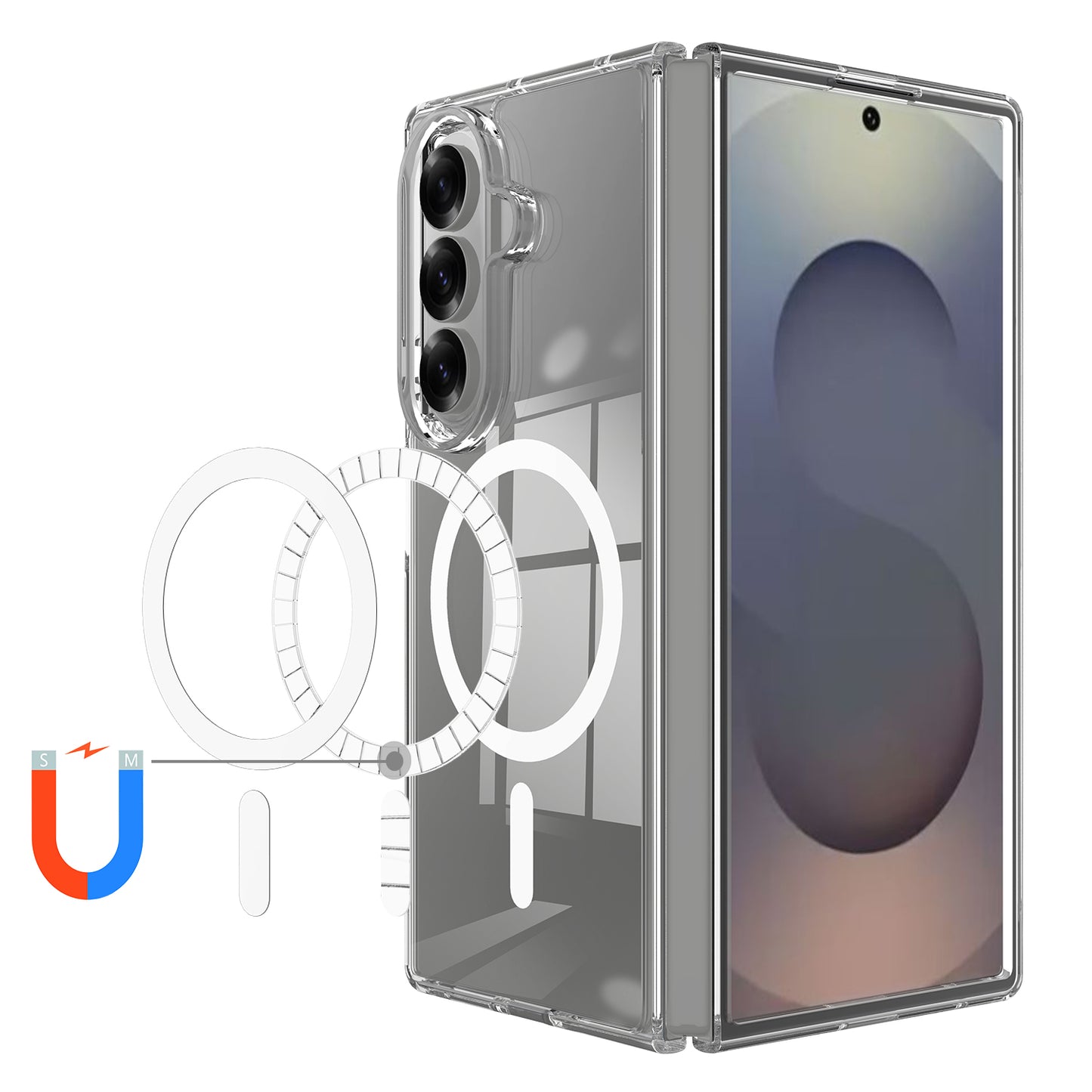 For Samsung Galaxy Z Fold8 Ultra Clear Phone Magnetic Case TPU + Acrylic Back Cover