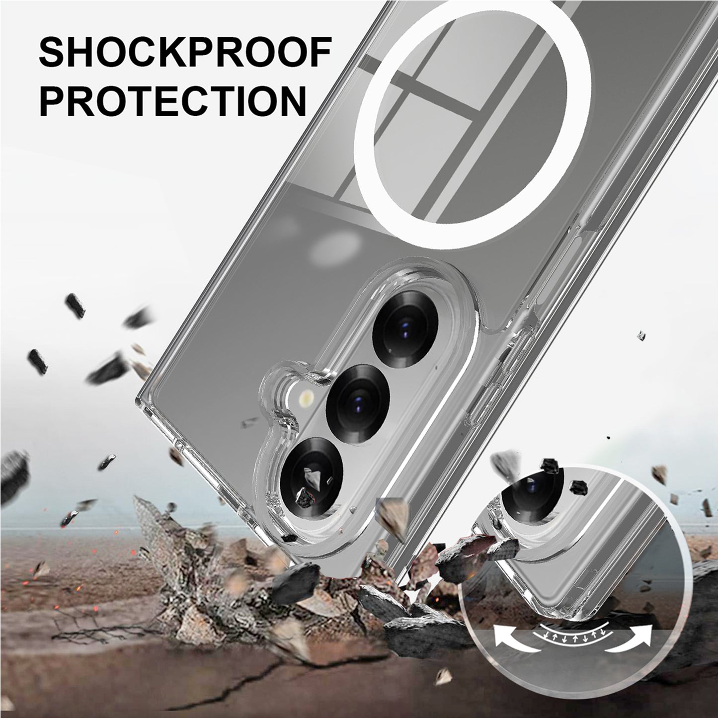 For Samsung Galaxy Z Fold8 Ultra Clear Phone Magnetic Case TPU + Acrylic Back Cover