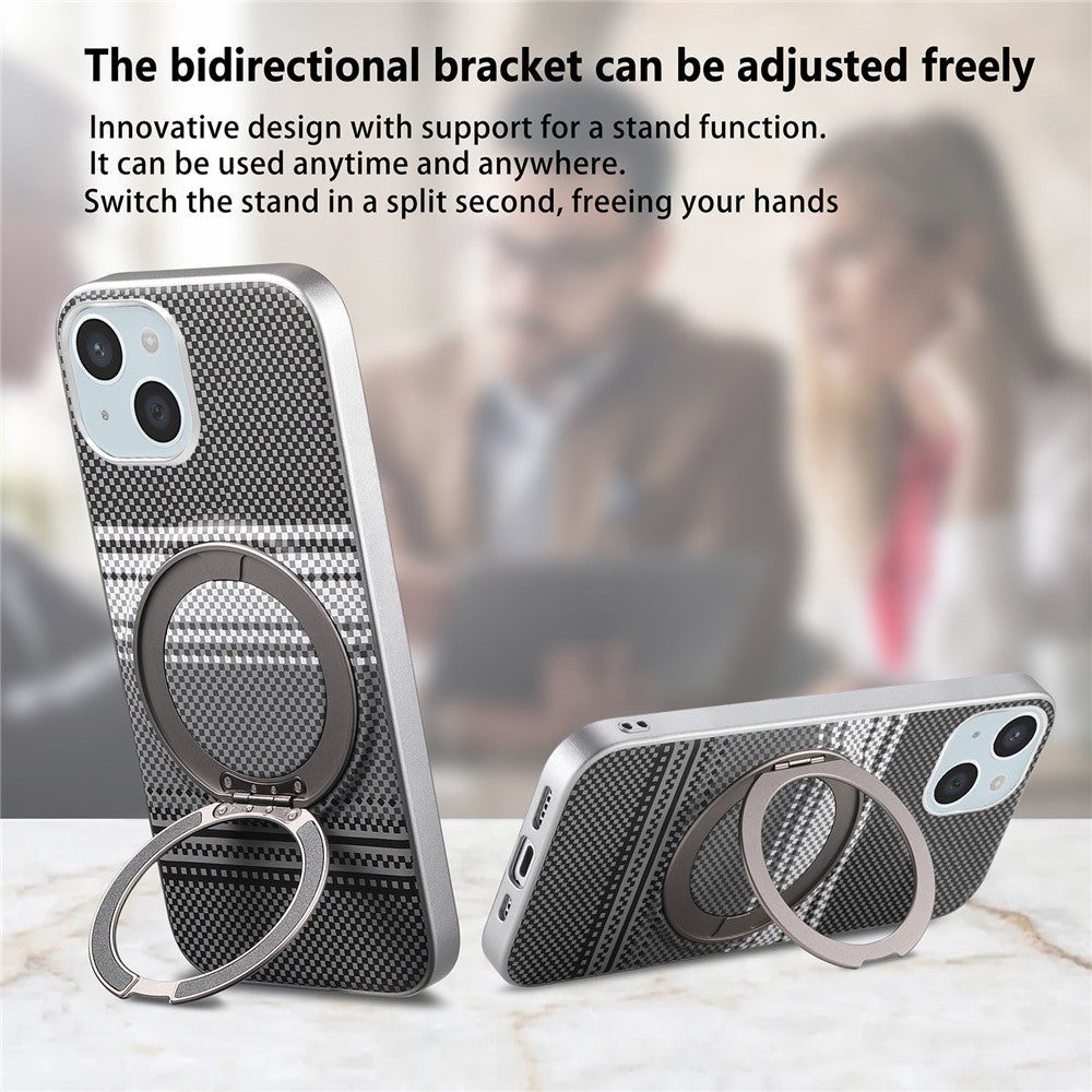 For iPhone 14 Case Magnetic Kickstand PU Leather + PC + TPU Gradient Phone Cover