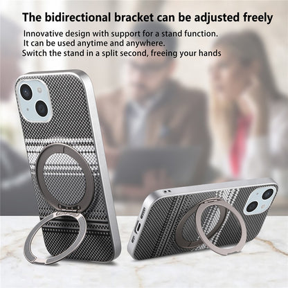 For iPhone 14 Case Magnetic Kickstand PU Leather + PC + TPU Gradient Phone Cover