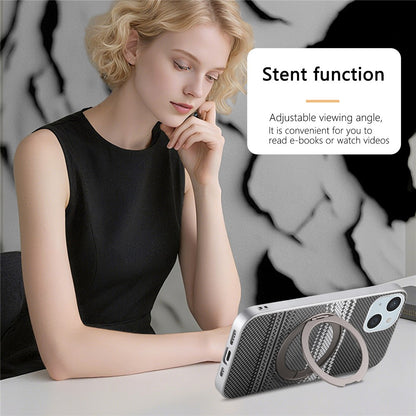 For iPhone 14 Case Magnetic Kickstand PU Leather + PC + TPU Gradient Phone Cover