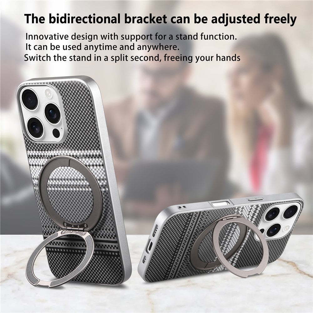 For iPhone 16 Pro Max Case Magnetic Kickstand PU Leather + PC + TPU Gradient Phone Cover