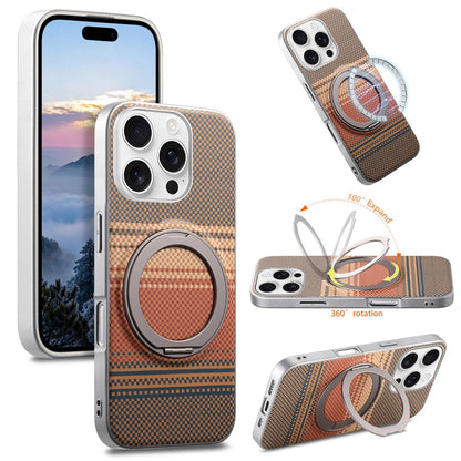 For iPhone 16 Pro Max Case Magnetic Kickstand PU Leather + PC + TPU Gradient Phone Cover