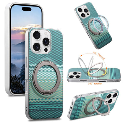 For iPhone 16 Pro Max Case Magnetic Kickstand PU Leather + PC + TPU Gradient Phone Cover