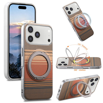 For iPhone 18 Pro / 17 Pro Case Magnetic Kickstand PU Leather + PC + TPU Gradient Phone Cover