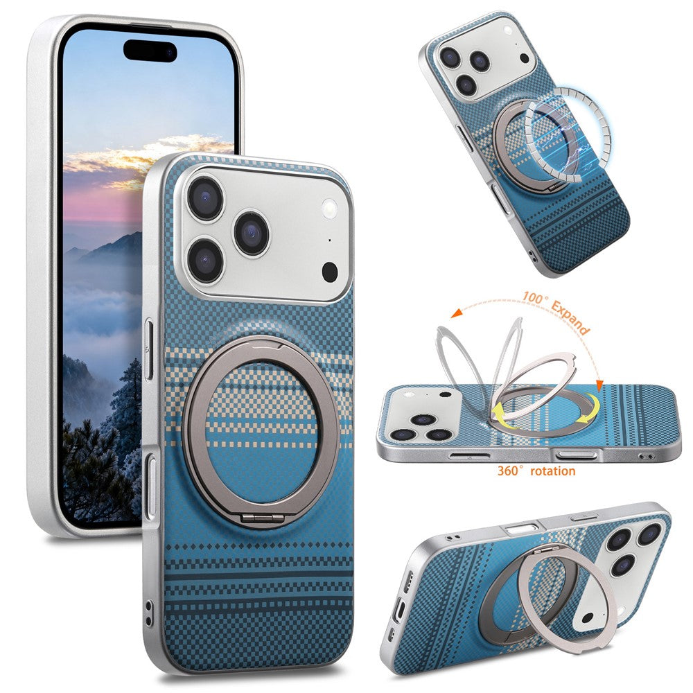 For iPhone 18 Pro / 17 Pro Case Magnetic Kickstand PU Leather + PC + TPU Gradient Phone Cover